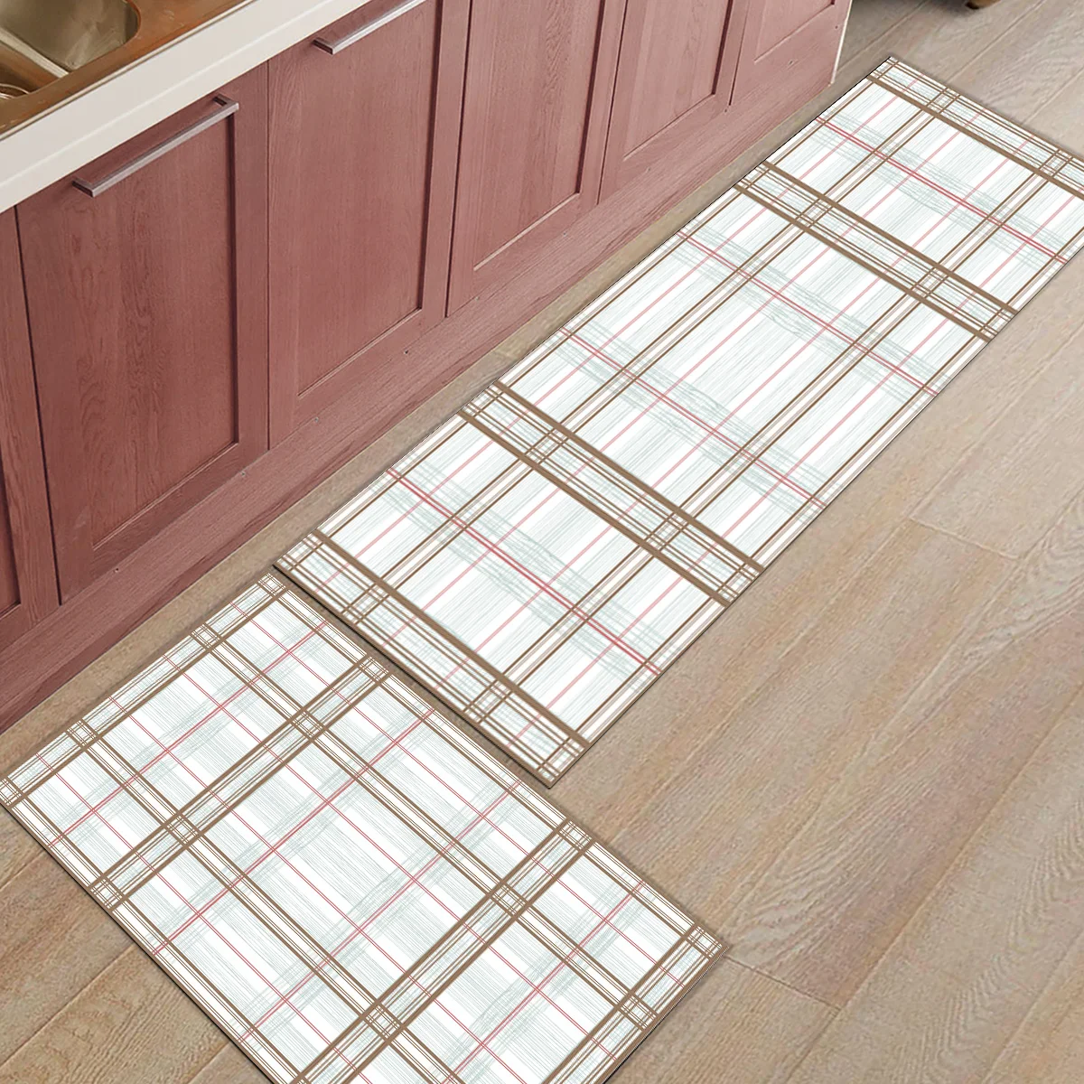 Скандинавский мультфильм геометрическая решетка 2 шт коврик на кухню под домашним питомцем миска для воды еды аксессуары для ванной комнаты Набор грязи мусор Траппер