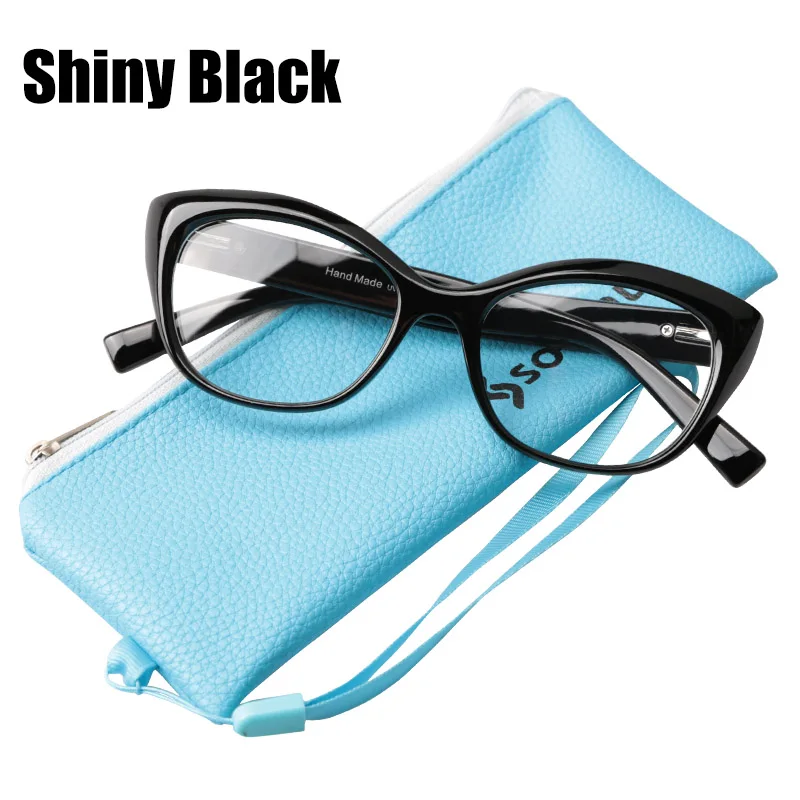 SOOLALA, весенние шарнирные очки для чтения, для женщин и мужчин, очки с большими прозрачными линзами для чтения, очки для чтения+ от 0,5 до 4,0 - Цвет оправы: Shiny Black