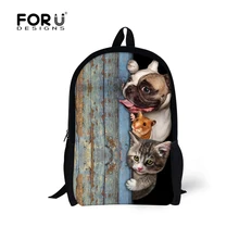 FORUDESIGNS/рюкзаки с 3D принтом в виде милых животных мопса для женщин и мужчин; Повседневный Рюкзак для начальной школы; детские сумки; Mochila