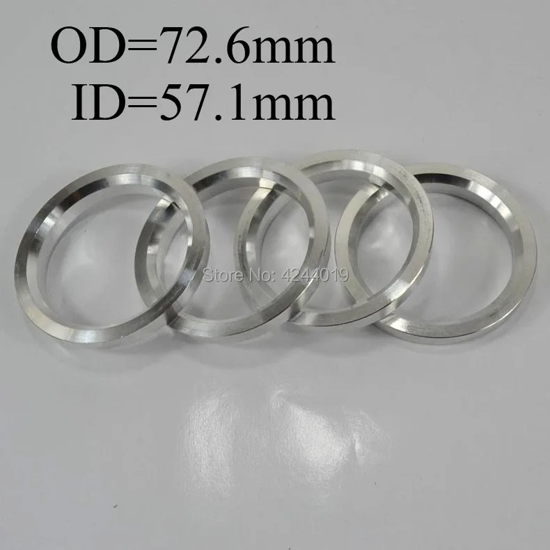 

4Pcs Wheel Hub Centric Rings Center Bore Adapters Spigot Spacer Gasket Set 57.1mm ID to 72.6mm OD Aluminium Silver