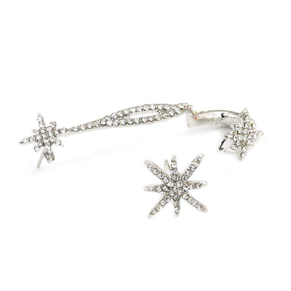 Модные женские серьги со снежинками, простые непроколотое ухо Серьги-каффы ретро серьги, модные ювелирные изделия, подарки оптом - Окраска металла: silver