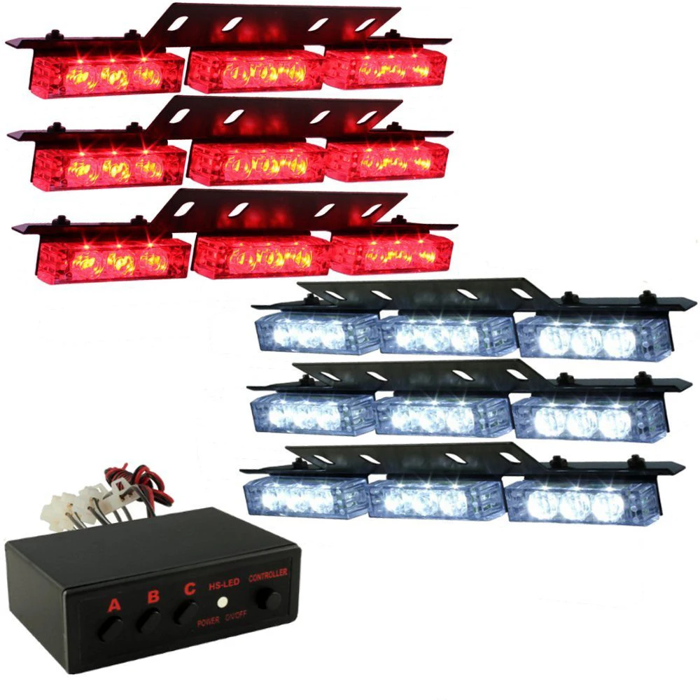 54 LED Emergency Vehicle Strobe Lights/Lightbars Deck Dash Grille Red