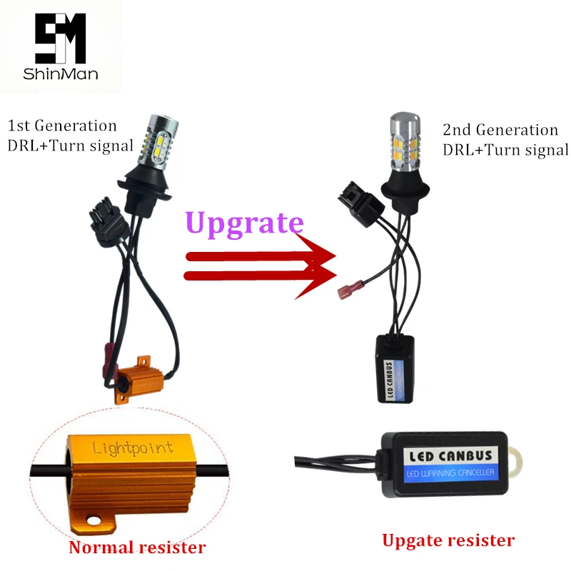 Shinman led DRL Дневной ходовой светильник и Передние поворотники все в одном WY21W 7440 T20 автоматический светодиодный светильник для toyota alphard ANH20 2009