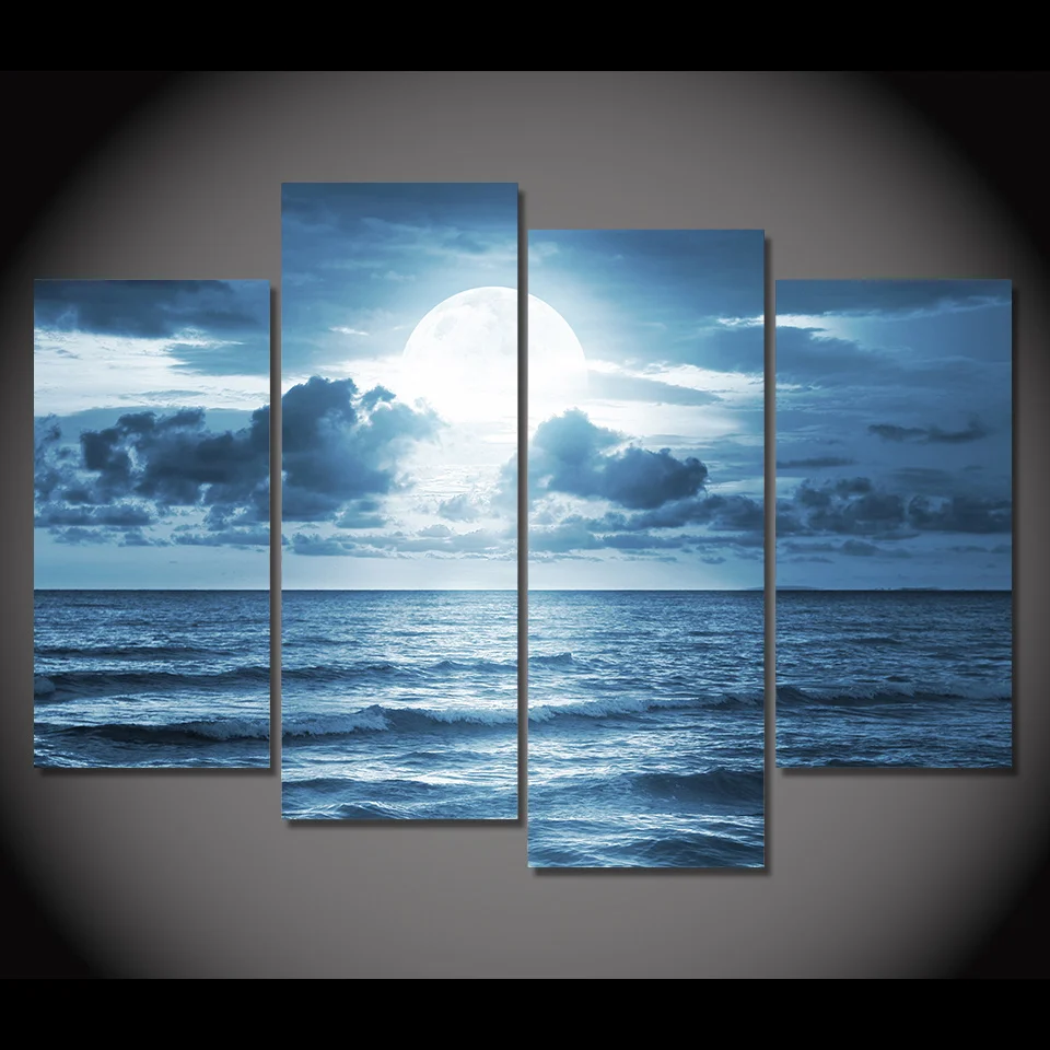 Pintura Da Lona de impressão lua cheia luar mar oceano \ Retrato Da Arte Da  Parede Bar Cafe Decoração Sala Frete Grátis/XA160|printed canvas|art  picturescanvas painting - AliExpress