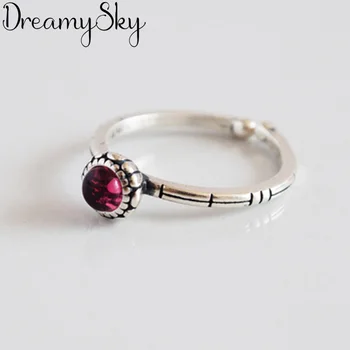 

Vintage 925 Sterling Silver Red Crystal Rings For Women Female Finger Rings Anillos Mujer Girls Party Gifts