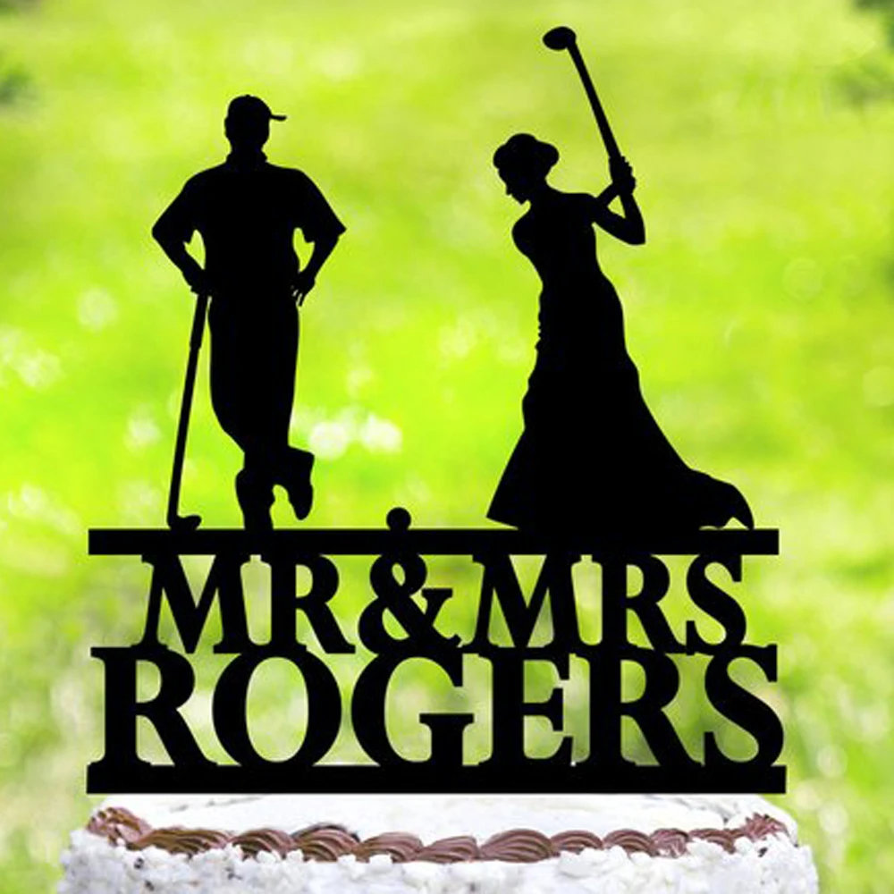 Personalized Golf Couple Wedding Cake Topper Lover Ever Golf Cake Topper,Bride & Groom Golf Theme,Mr & Mrs Cake Topper with name
