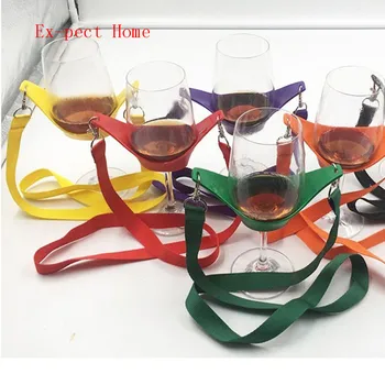 

Durable Wine Glass Holder Strap Wine Sling Yoke Glass Holder Support Strap For Outdoor Cocktail Party Black Neck Strap
