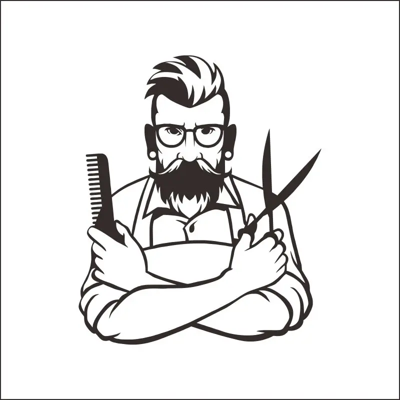 Hombre Barber Shop pegatina tiempo nombre Chop bread Decal haircut posters vinilo Wall Art decalques Ventanas decoracion mural72