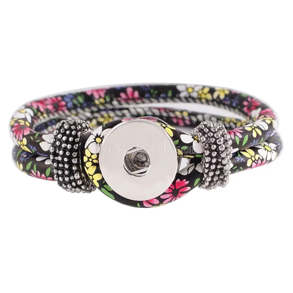 Hot Wholesale Snap Bracelet&Bangles leather handmade Charm Bangles For
