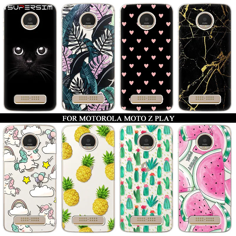 

Case for Motorola Moto Z Play Case Silicone Ultra Thin Soft TPU Rubber Transparent Pineapple Clear Back Love Cartoon Print Cover