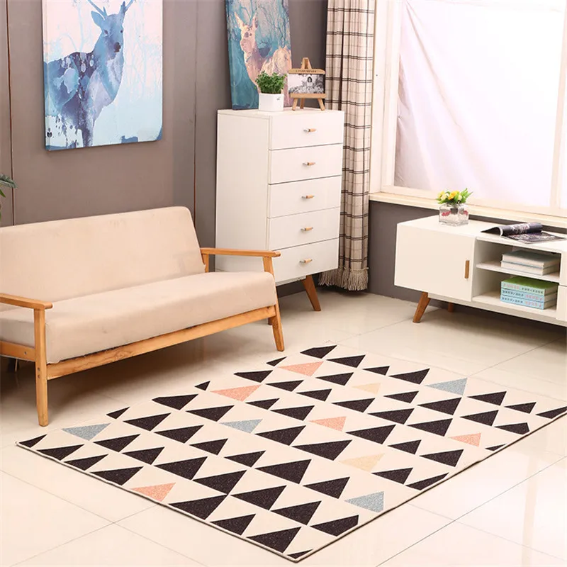 1PCS Factory Direct Nordic Modern Simple Geometric Linen Carpet Living