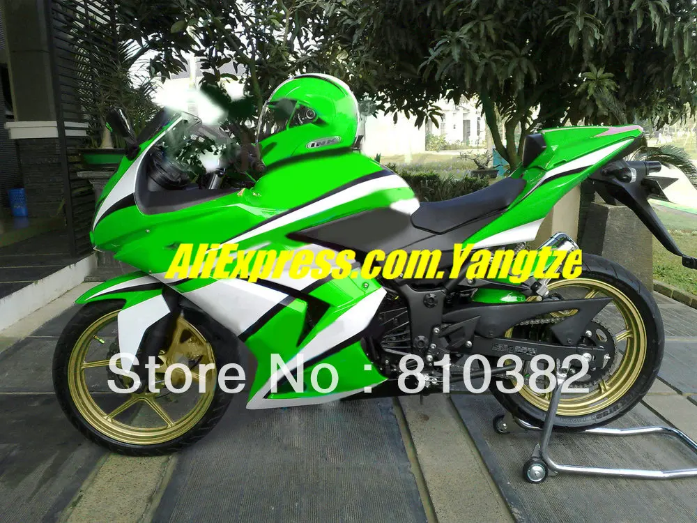 Литья под давлением обтекателя комплект для KAWASAKI Ninja ZX250R ZX-250R 2008 2012 ZX 250R EX250 08 09 10 11 12 обтекатель зеленый, белый комплект