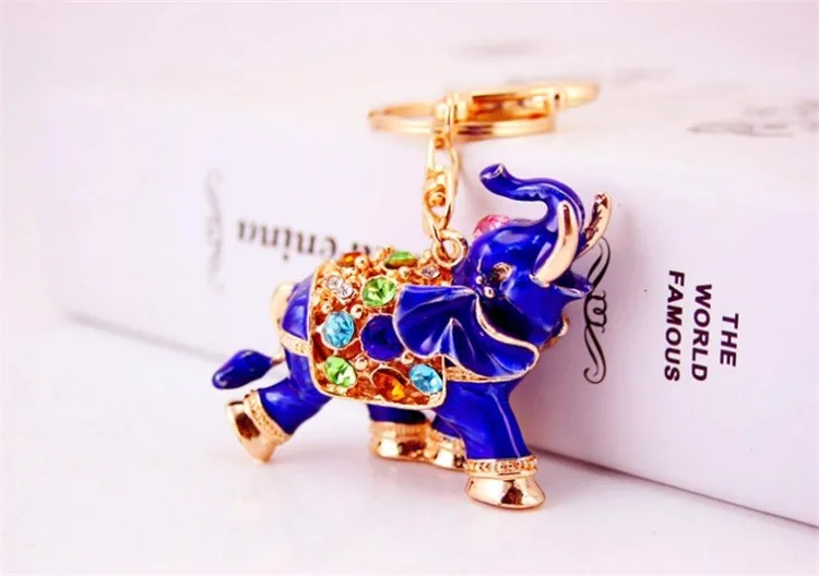 3D Благоприятный слон брелок цепи целая Эмаль Красочные Хрустальные подвесные брелоки для женщин подарок