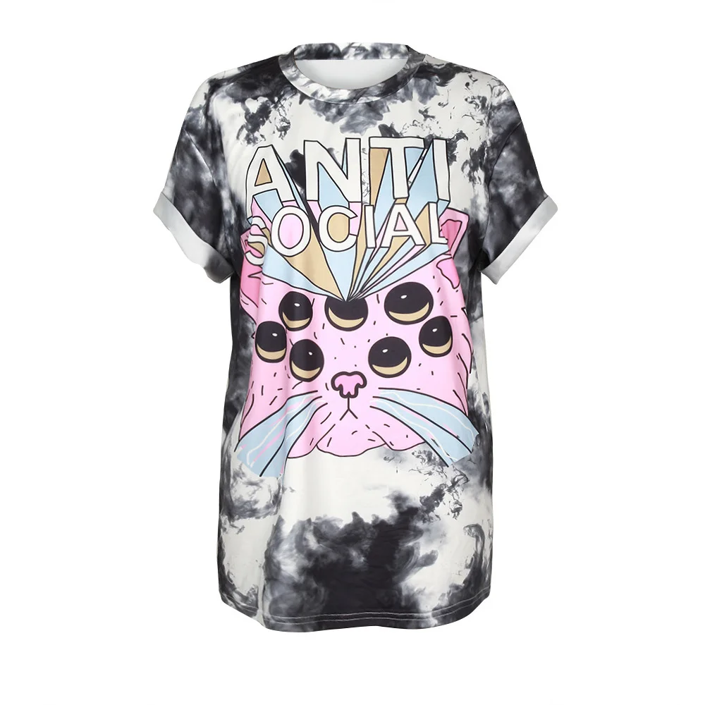 Summer Punk Skull Alien UFO Unicorn Tie Dye 3D Printed Unisex Short Sleeve Loose Men T Shirt Tops Vest Tees Women T-shirt - Цвет: BAM004