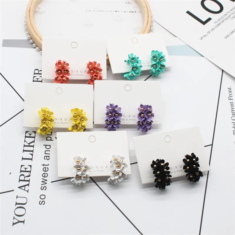 

new design fashion jewelry hot elegant flower earrings South Korea beach resort earrings floret combination earring for women