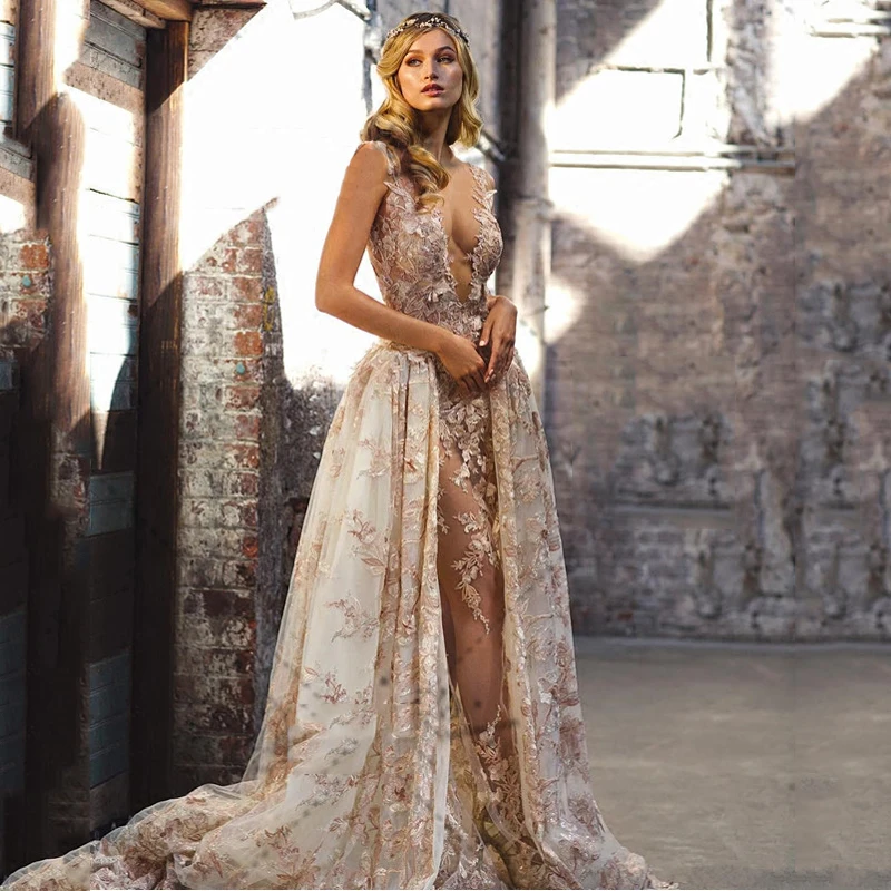 Sexy Champagne Mermaid Prom Gowns ...