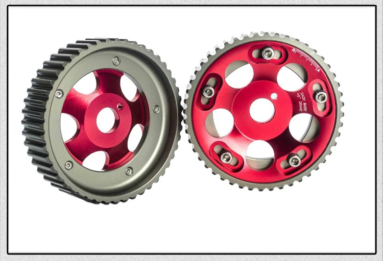 PQY-(1 пара) для Toyota 1JZ 2JZ двигатель DOHC Регулируемый Алюминиевый шкив кулачковый механизм красный PQY6531R
