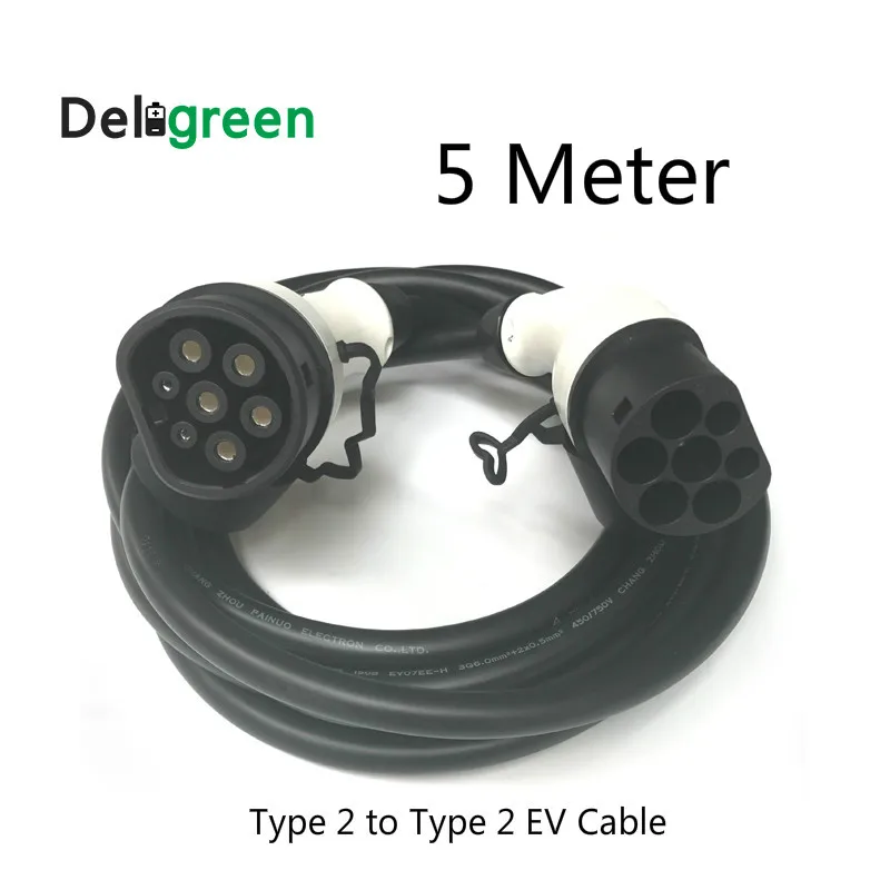 Deligreen 32A Тип 2 к Тип 2 IEC62196 EV зарядный разъем DUOSIDA с 5 м TUV/UL кабели Mennekes 2 разъем