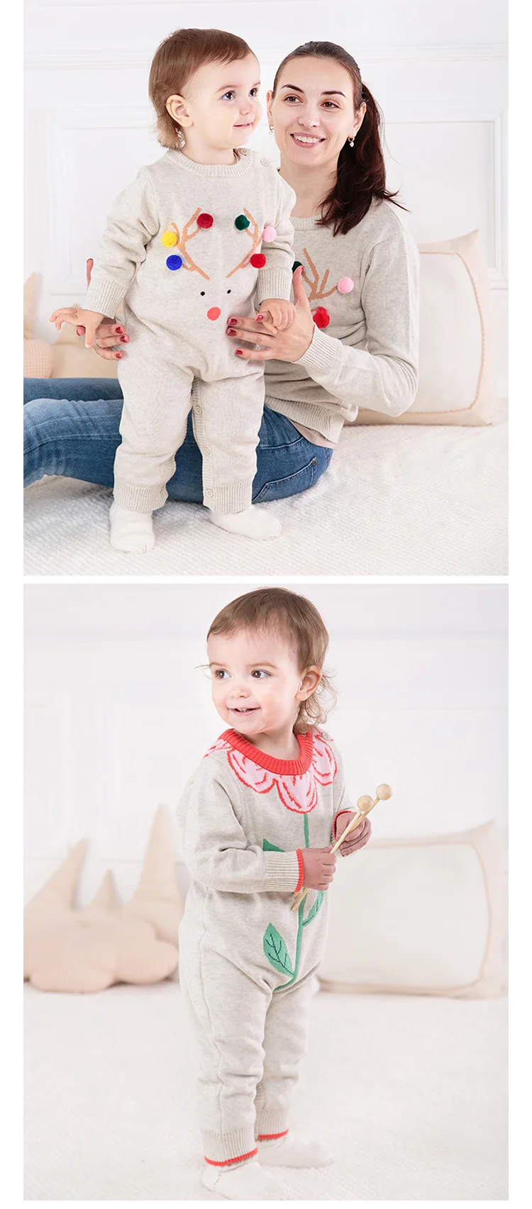 Семейные рождественские наряды, одежда для мамы и ребенка, свитер для всей семьи, Одинаковая одежда, свитер для мамы и ребенка, Вязаный комбинезон