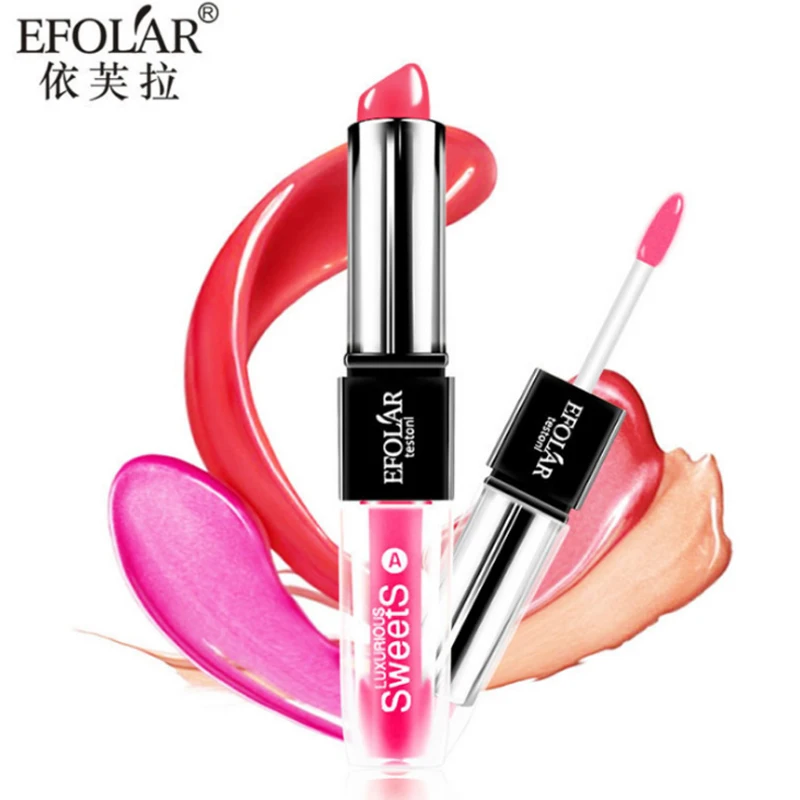 

EFOLAR brand Lipstick + Lip Gloss Double head Lip makeup combination Easy to color Not decolorizing Moisture replenishment Moist
