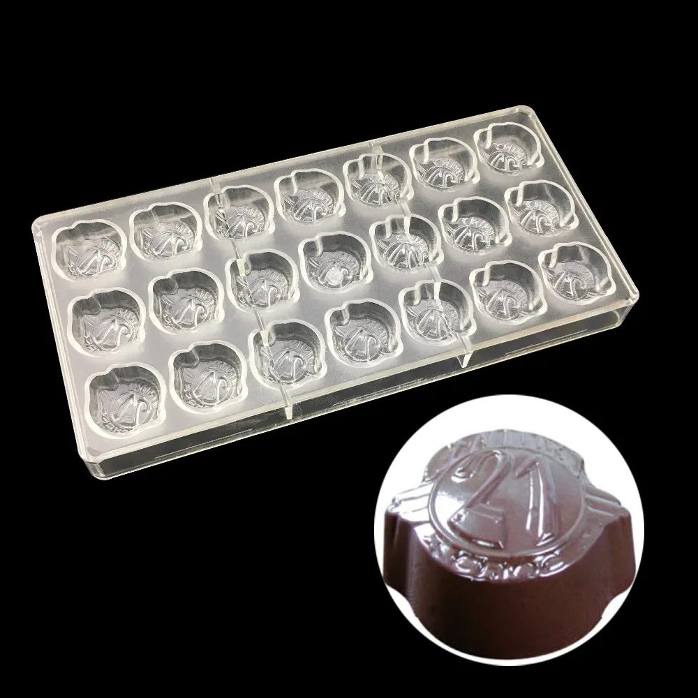 Hard Plastic Number 21 Shape Candy Molds Polycarbonate Chocolate Mold