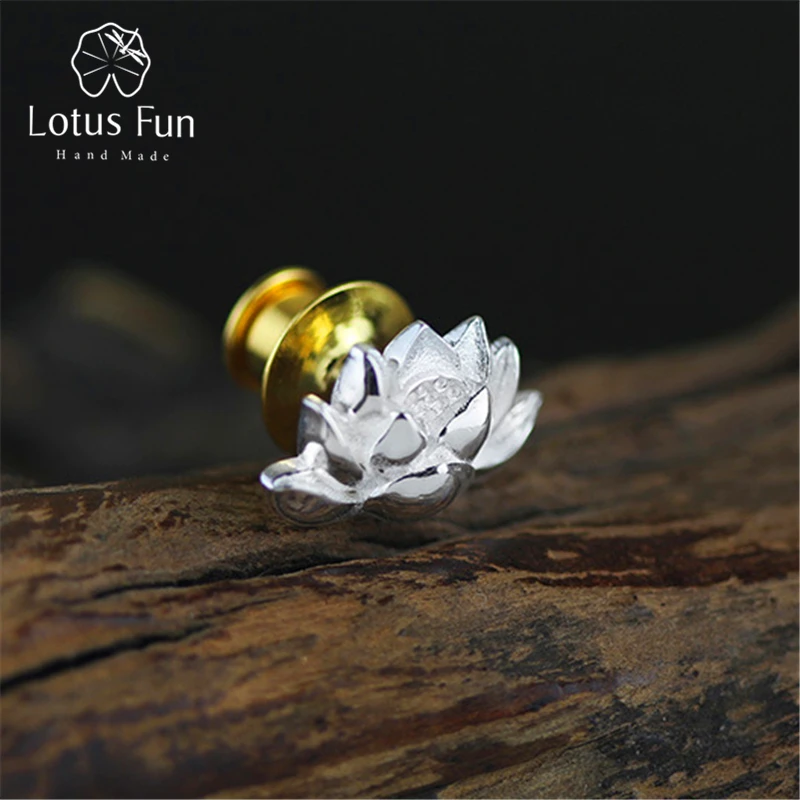 

Lotus Fun Genuine 925 Sterling Silver Designer Handmade Fine Jewelry Vintage Lotus Flower Women Brooches Broche Pin Badge