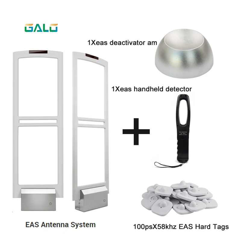 

EAS Shopping mall anti theft gate eas alarm system with hard Labels tags & Deactivator & Handheld Tester