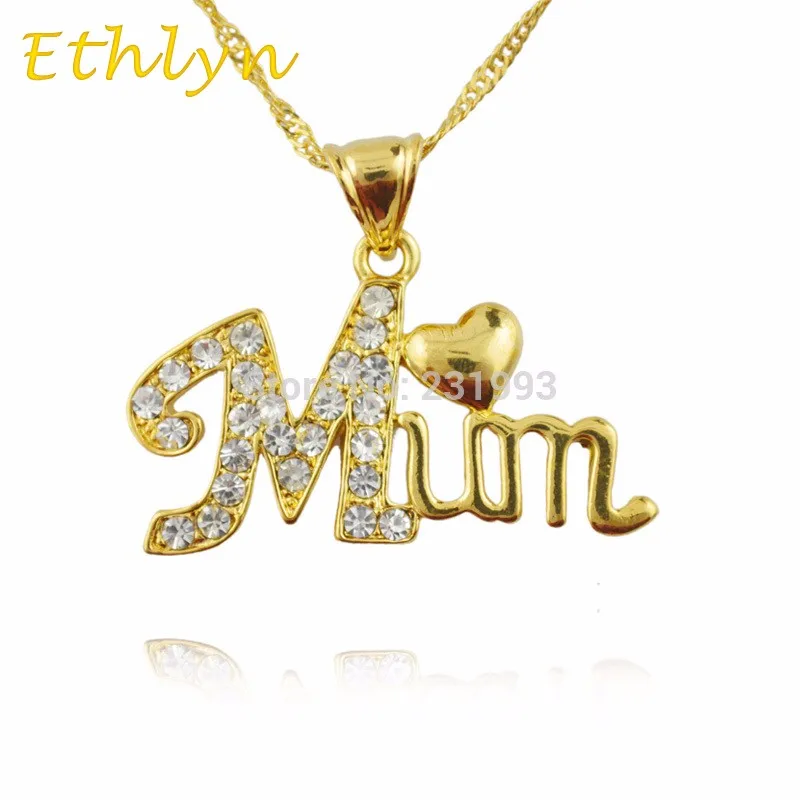 Ethlyn Mum Jewelry Подвеска Best Love Mum письмо кулон золотой Цвет Mum Подвеска для матери/женщин Best подарок P76
