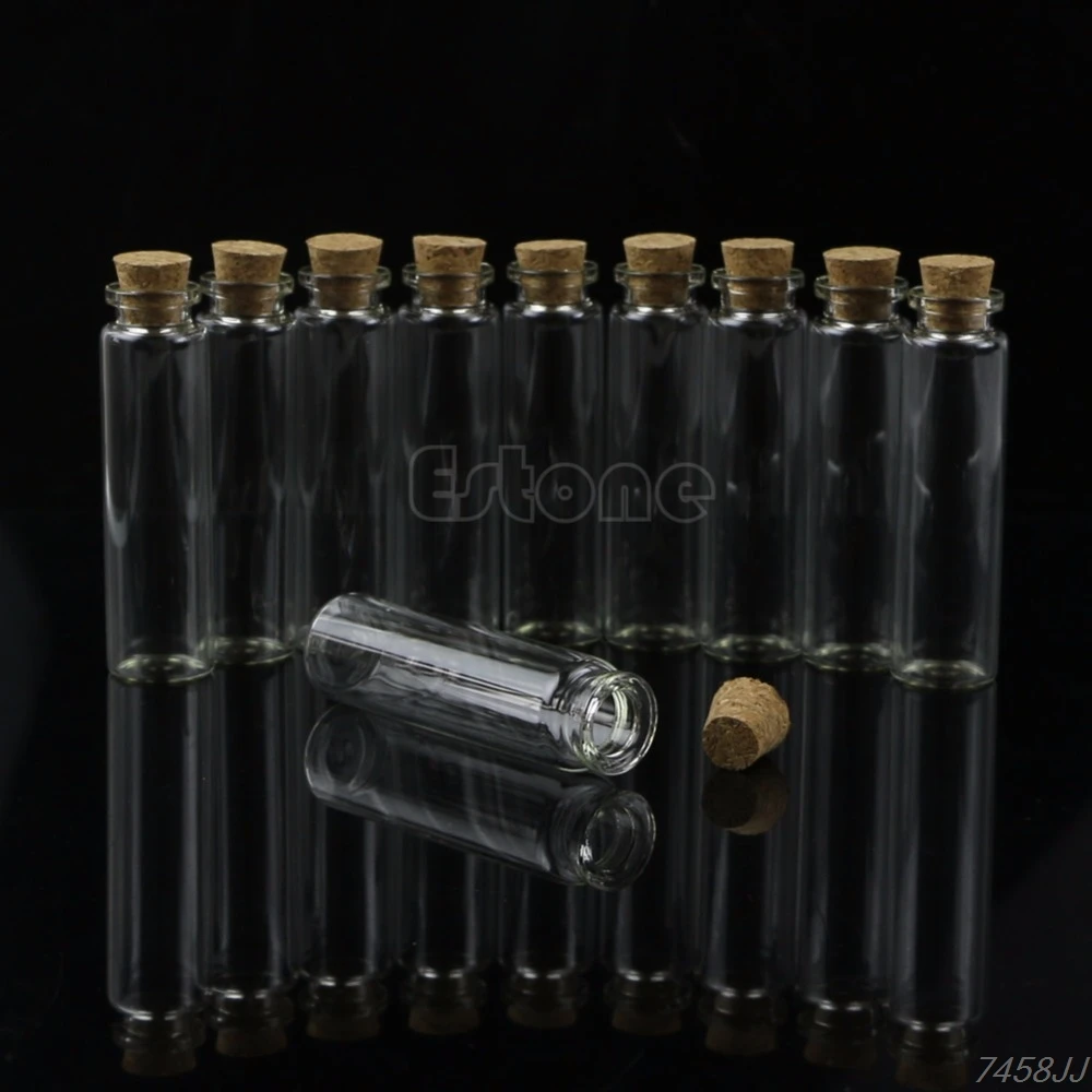 10 Pcs 20ml 22*80mm Empty Tiny Small Clear Cork Message Glass Bottles Vials DropShip 2