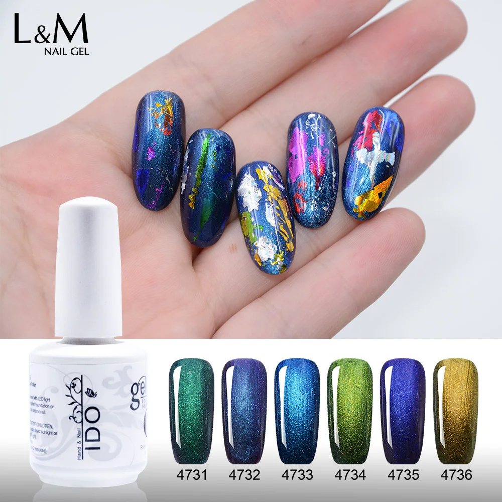 

6 Pcs Set Lot ido Gelpolish Chameleon Shining Colorful Gel Lacquer New Arrival Semi Permanent Long lasting Soak Off Varnish