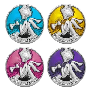 

Hot sale Fashion Colorful Lovely Angel 18mm snap buttons fit DIY snap jewelry wholesale KZ3258