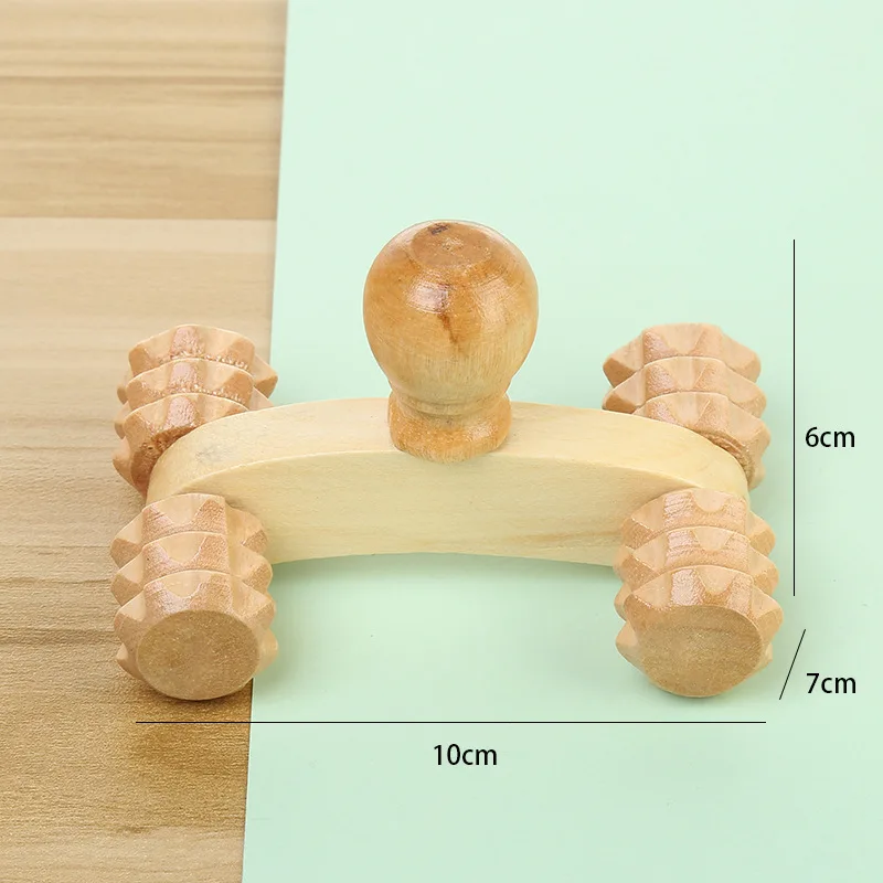 Цельное дерево полный-тело четыре колеса Деревянный автомобильный ролик расслабляющий ручной массаж инструмент рефлексотерапия лицо рука ноги назад тело терапия
