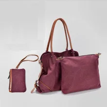 Moda 3 unids/set Compuesta Lienzo bolso de Las Mujeres de Moda bolsas de Hombro Mujeres Bolsas de Mensajero Con buena calidad