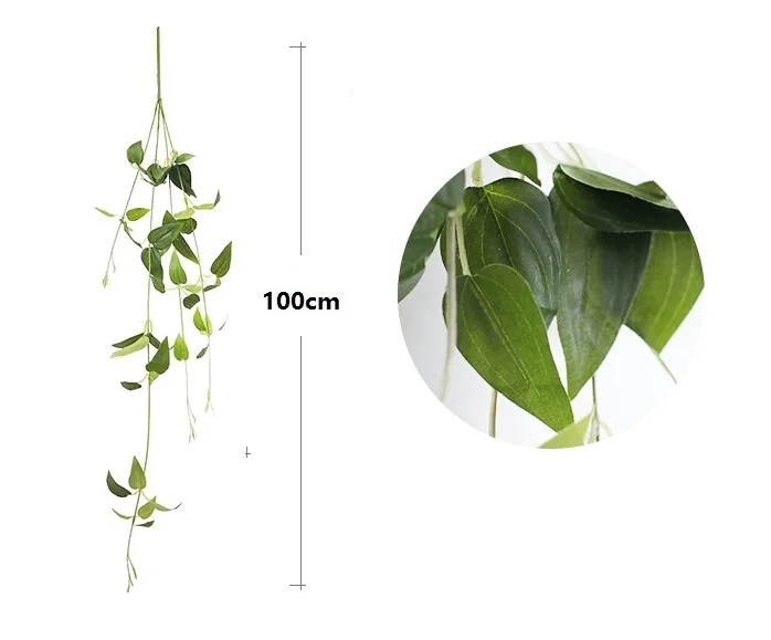 50 шт./оптом стены лоза декоративный ротанг зеленые листья цветочные композиции аксессуары Свадебная вечеринка события - Цвет: 50pcs