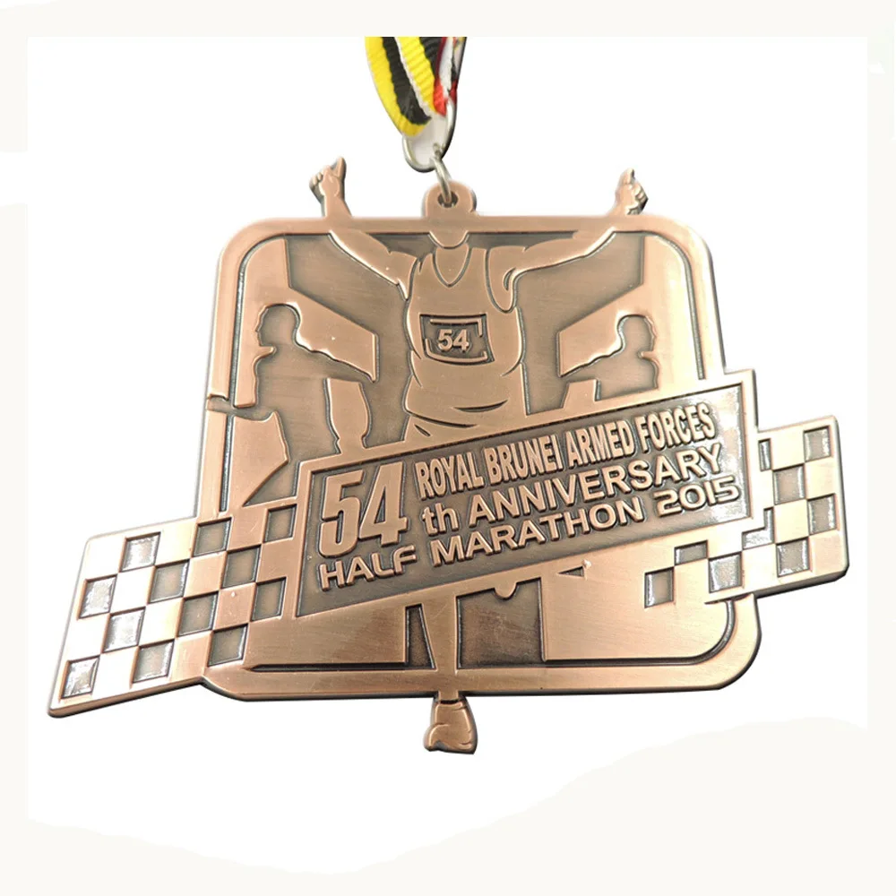 

Customized Marathon medal hot sales antique brass sports Medal cheap custom made metal medals with ribbons