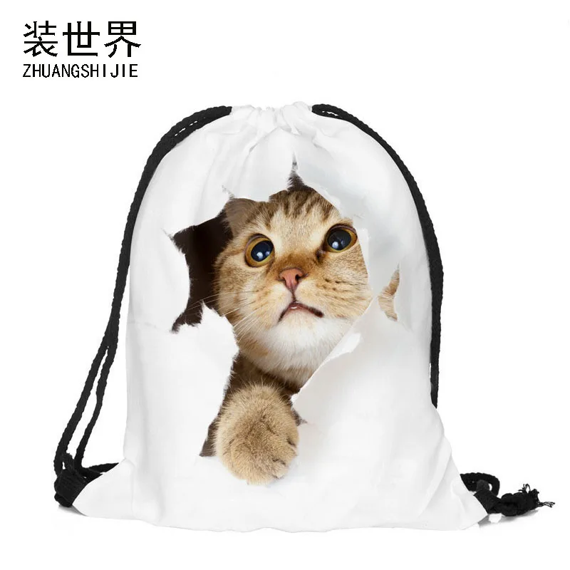 Drawstring Bag Unisex Emoji Backpacks 3D Animal Cat Drawstring Bag Unisex Emoji Backpacks 3D Animal Cat