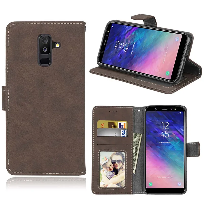

For Samsung Galaxy A6 Plus 2018/A9 Star Lite Case Cover Retro Matte Wallet Filp Stand PU Leather With Photo frame Card slot