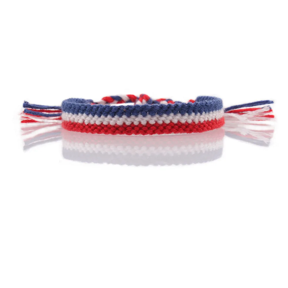 

flag of France Netherlands friendship bracelet red white blue cord braided new chic hot summer bracelet Cheer for your country