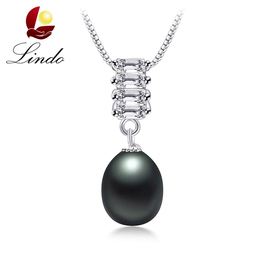 

Lindo 45cm Natural Freshwater Pearl Necklaces For Women Fashion Crystal 8-9mm Real Pearl Fine Jewelry Elegant Silver 925 Pendant