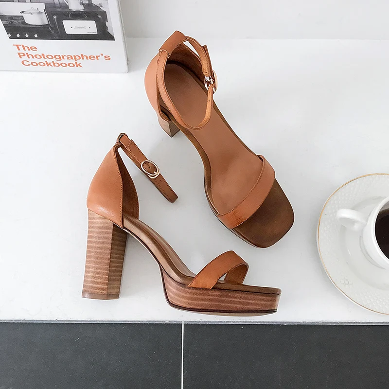 SARAIRIS/2019 натуральная кожа кожаные сандалии высокий толстый каблук Классическая обувь женские элегантные вечерние женские сандалии женская