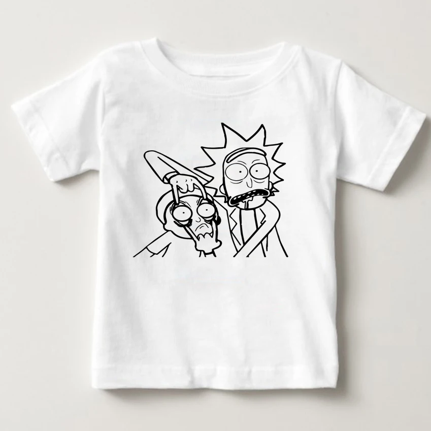 Крутая футболка для детей Рик Морти г. летние футболки с аниме рисунком rick and morty миры народный Белый Фитнес мультфильм футболка homme