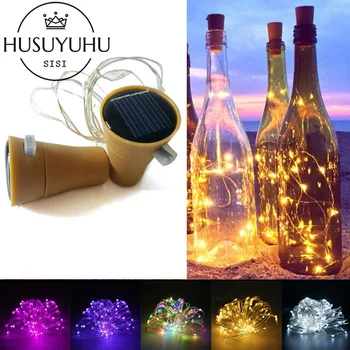 

HUSUYUHU SISI 8/10/15/20 LED Solar Wine Bottle Cork Shaped String Fairy Lights Night Lamp Xmas