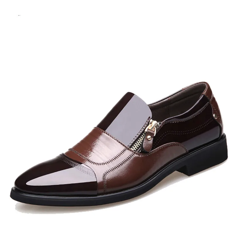 

LZJ New Spring Fashion Oxford Business Men Shoes Genuine Leather High Quality Soft Casual Breathable Men's Flats Zip Shoes 2019