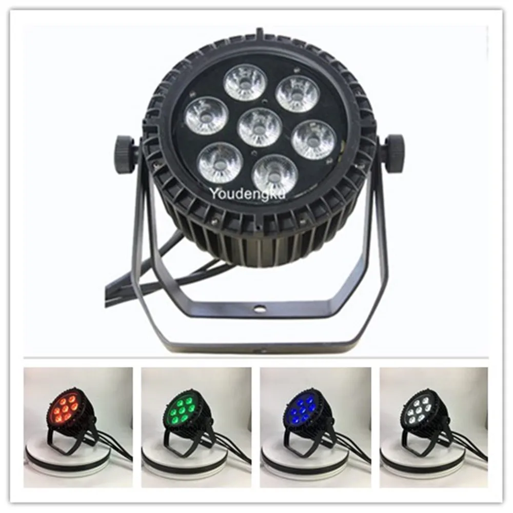 4 pieces IP65 outdoor mini LED par can stage disco party lights 7*15w waterporoof rgbwa 5in1 slim led par spot wash light