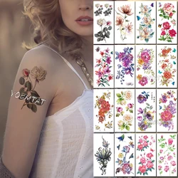 Dark Rose Flower Temporary Tattoos for Women Tattoo Sticker 3D Summer Style Body Chest Neck Art Waterproof Arm Fake Tatoo Dark Rose Flower Temporary Tattoos for Women Tattoo Sticker 3D Summer Style Body Chest Neck Art Waterproof Arm Fake Tatoo