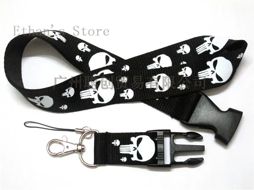 

FREE SHIPPING One PC Men Skull Head The Punisher Mobile Key Lanyard ID Badge Holders