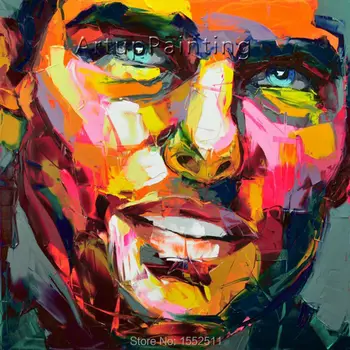 

Palette knife painting portrait Palette knife Face Oil painting Impasto figure on canvas Hand painted Francoise Nielly 13-34