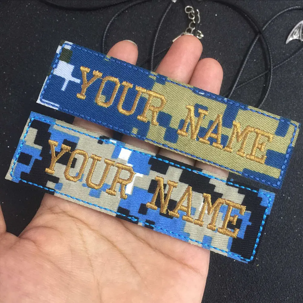 Custom Embroidery Military Name Patch, 2 pcs Personalized iron onNumber Tag Customized Logo ID