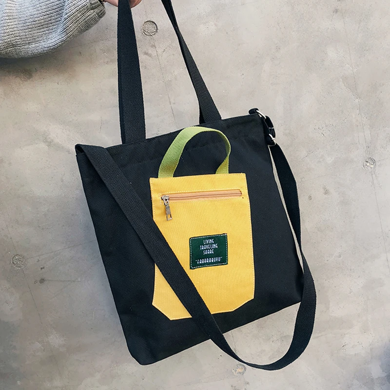 

panelled fashion Casual women brief Sling shoulder handbag bags Ladies Crossbody large capacity Canvas tote bags design 3 Colors