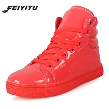 

FeiYiTu 2018 New men High top Casual Shoes Candy Colors Within Hip-hop Justin Bieber High men Shoes Yellow white blue size 36-44